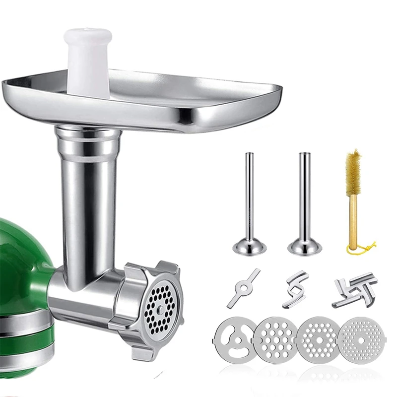 

Food Grinder Attachment Slicer and Shredder Meat Stuffer for KitchenAid Stand Mixer Accessories