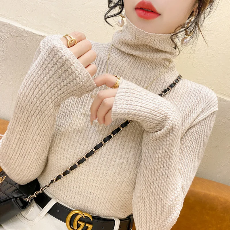 

Women's high neck sweater Women's autumn and winter western-style slim knit bottoming sweater