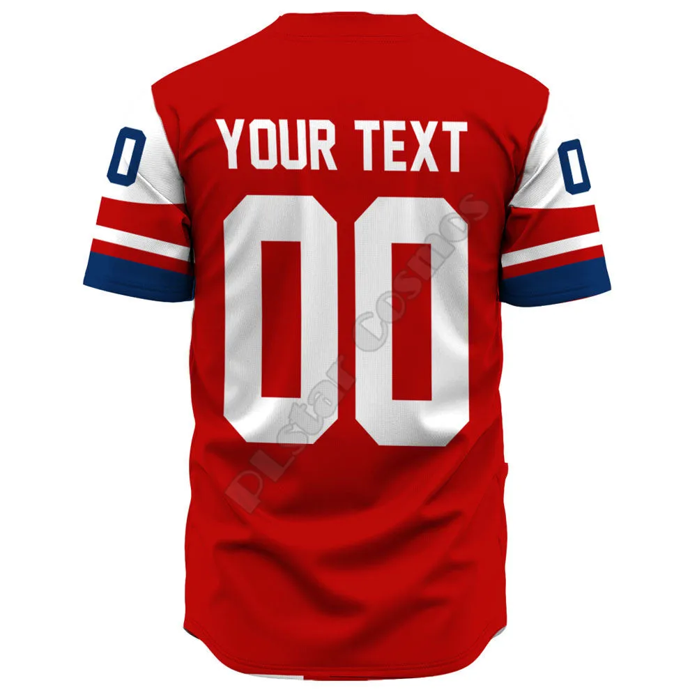 Custom Name Czech Republic Team Hockey Jersey Style New Baseball Jerseys 3D Printed Baseball Shirt Casual Shirts hip hop Tops