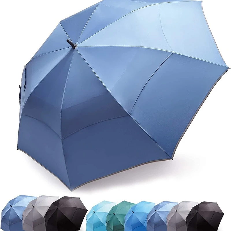 

Automatic Open Golf Umbrella, Durable Extra Large Stick Umbrella Windproof Water Resistant Double Canopy UV Protection Multiple