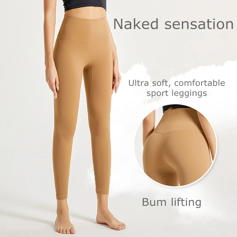 Naked Sensation Seamless Workout Leggings for Women High Waist Solid Spandex Stretchy Yoga Pants 25 Colors Ultra Soft Sport Suit