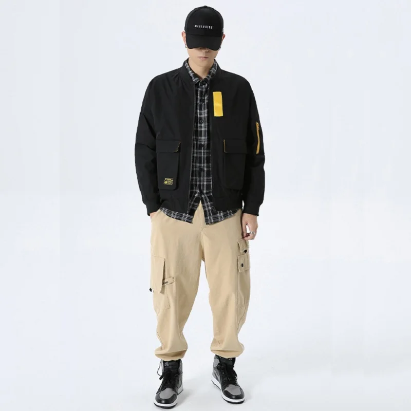Harajuku Men's Clothing Men's Fashion Padded and Cotton Baseball Uniform Jacket Autumn and Winter Casual Workwear Jacket