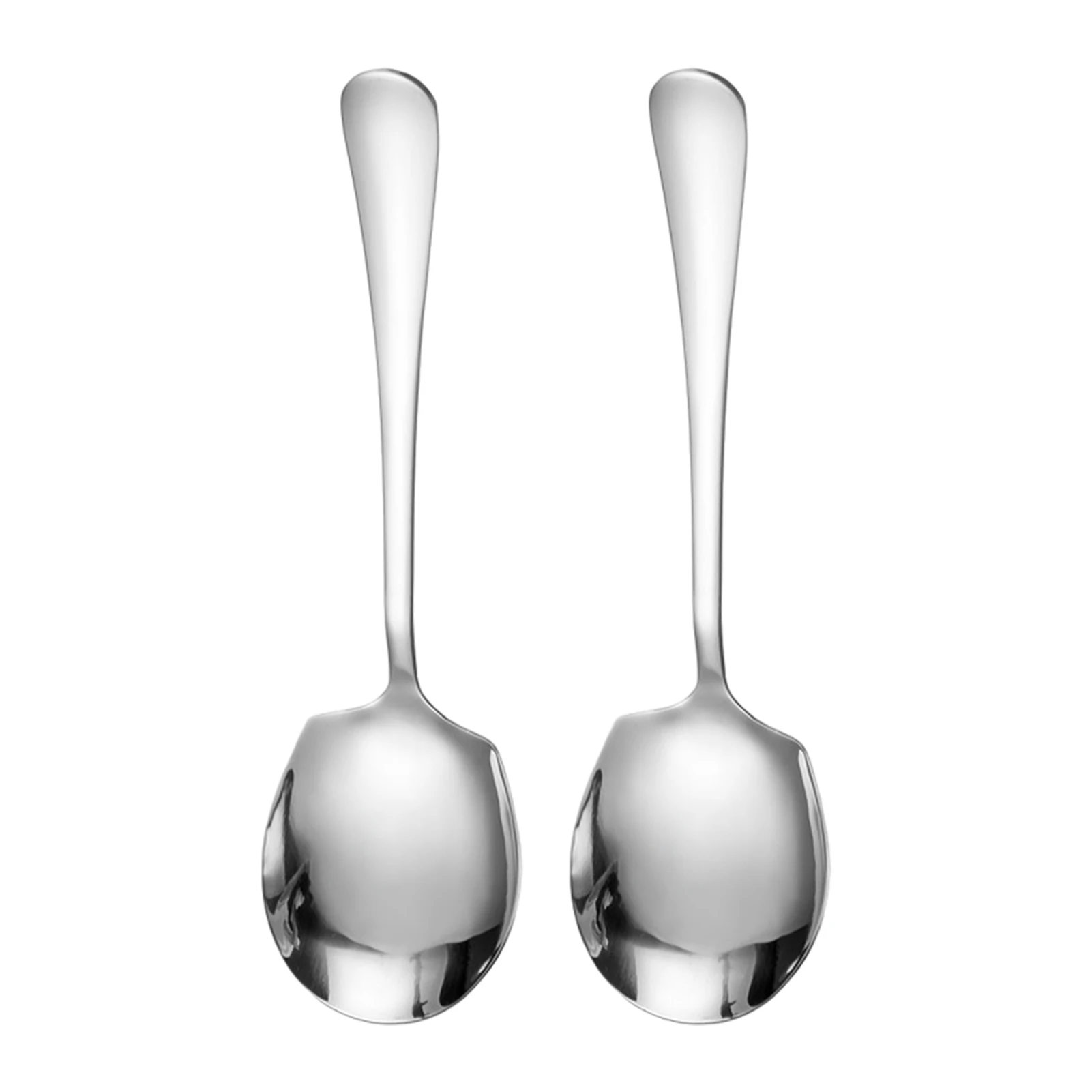 

2pcs Silver Stainless Steel Soup With Long Handle Stirring Large Kitchen Communal Restaurant Multifuncational Serving Spoon