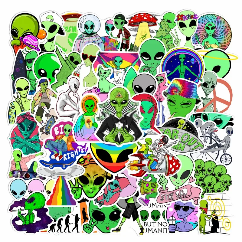 

10/25/50pcs Cartoon Cool Alien Stickers DIY Vinyl Decal for Motorbike Laptop Car Phone Luggage Waterproof Sticker Kids Toys