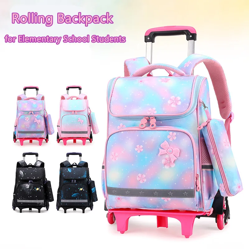 

Kids Rolling Backpack for Primary School Students Boys Girls Trolley School Bag Durable Wheeled Bookbag Mochila Infantil