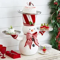 Christmas Snack Bowl Snowman Treats Figure Holder with Plates Christmas Decorations 2022 Dessert Stand Tray for Party Xmas Decor