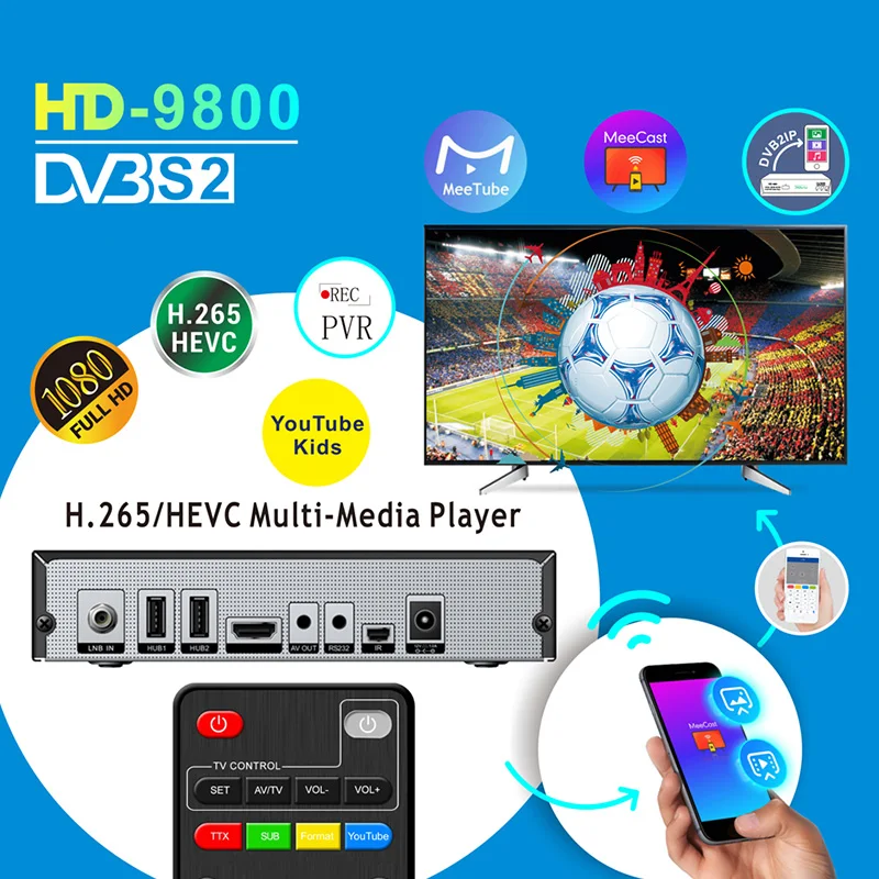 Спутниковый ресивер HD 1080P супер/Лучший декодер для спутникового ТВ H.265 HEVC