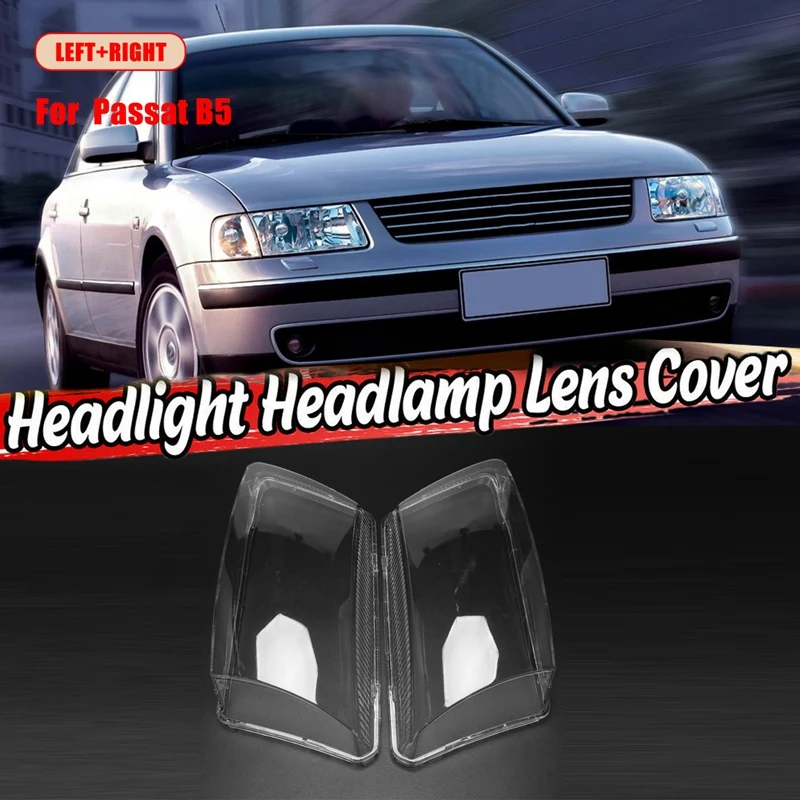 

Pair Left+Right for Passat B5 Car Headlight Lens Headlamp Lampshade Front Light Shell Cover