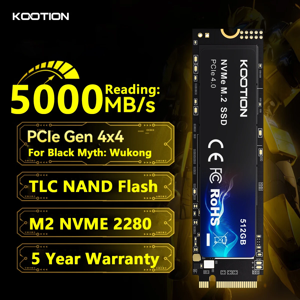 KOOTION NVMe M2 SSD 1 ТБ 512 ГБ Внутренний твердотельный жесткий диск M ...