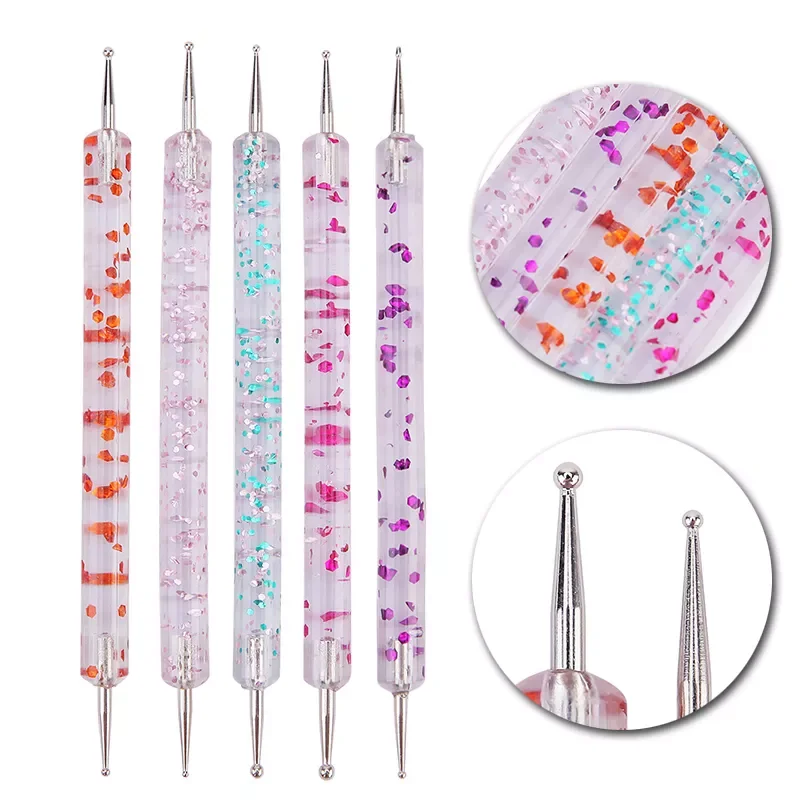 

5Pcs/Set Nail Art Dotting Pen Tool for Nails Designs Dual-ended Drawing Painting Rhinestones Manicure Tools