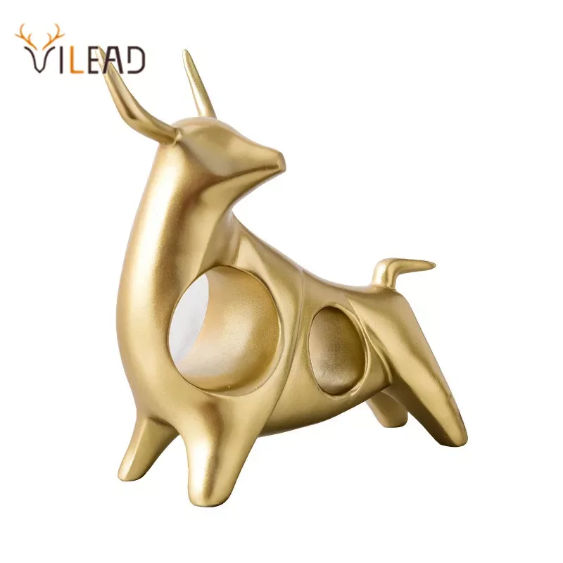 

Статуя быка VILEAD из абстрактной смолы, украшение с животными в скандинавском стиле, домашнее украшение для офиса, современное искусство, фиг...