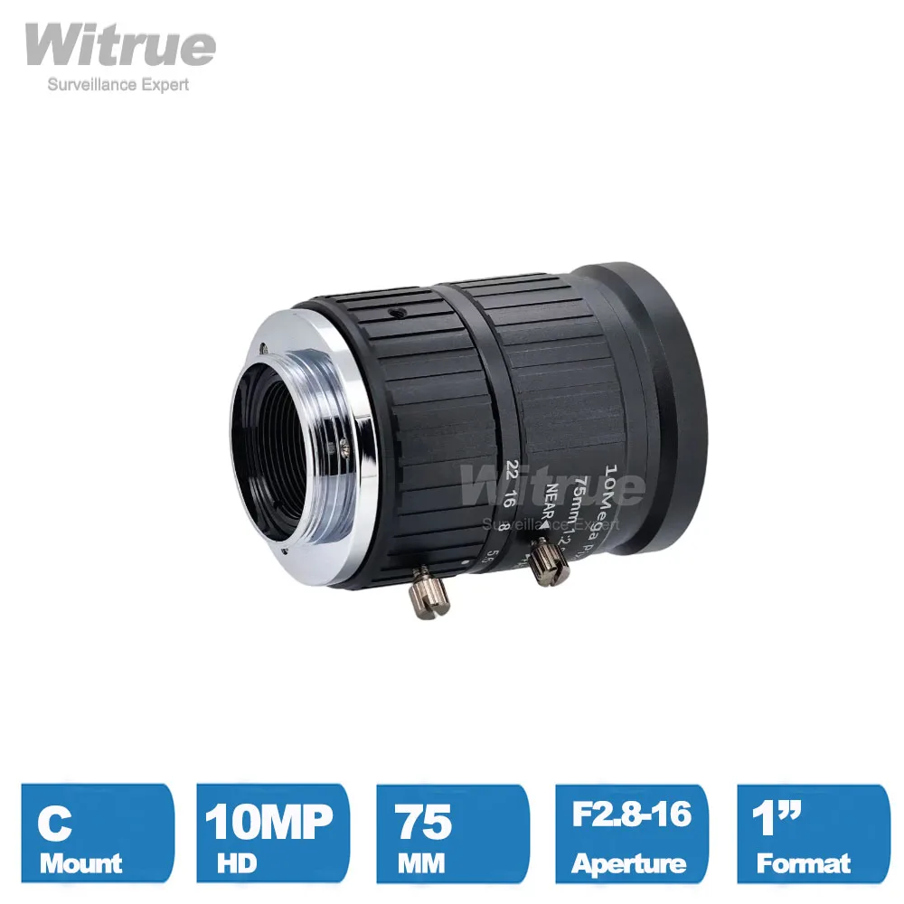 Фото Witrue HD 4K 10MP объектив с креплением C, 75 мм, большая дальность обзора, F2.8-16, 1