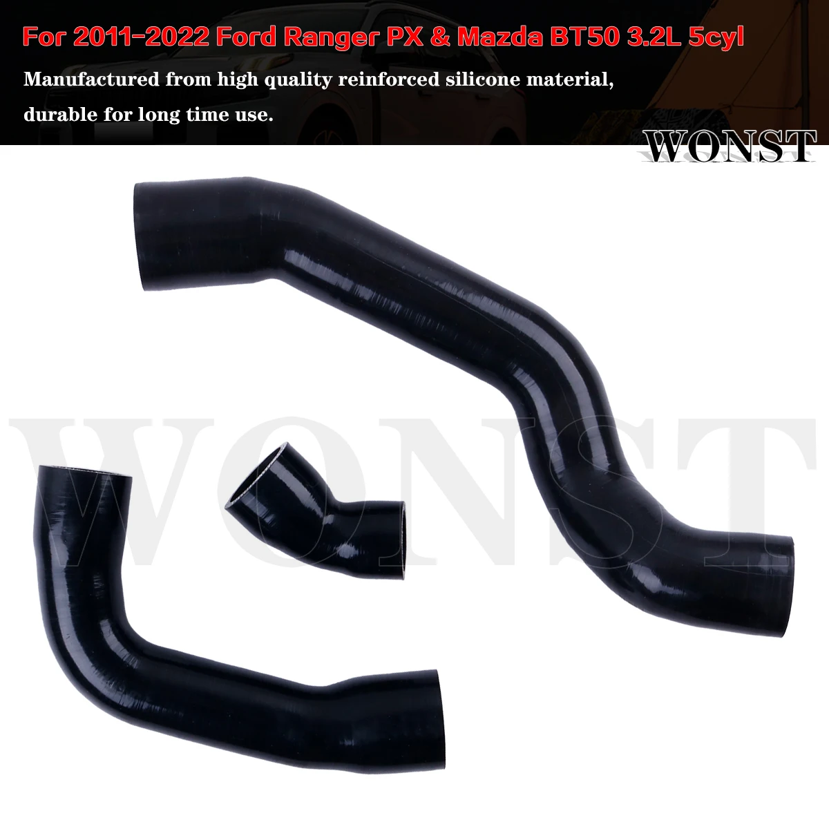 Фото Комплект силиконовых шлангов для интеркулера для Ford Ranger PX и Mazda BT50 3.2L P5AT 5-цилиндровый (2011-2022) №3