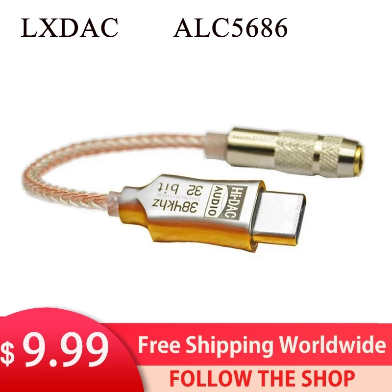 

LXDAC A01 ALC5686 USB Type C to 3.5mm DAC earphone Amplifie Digital Decoder AUX audio Cable hifi adapter converter Android