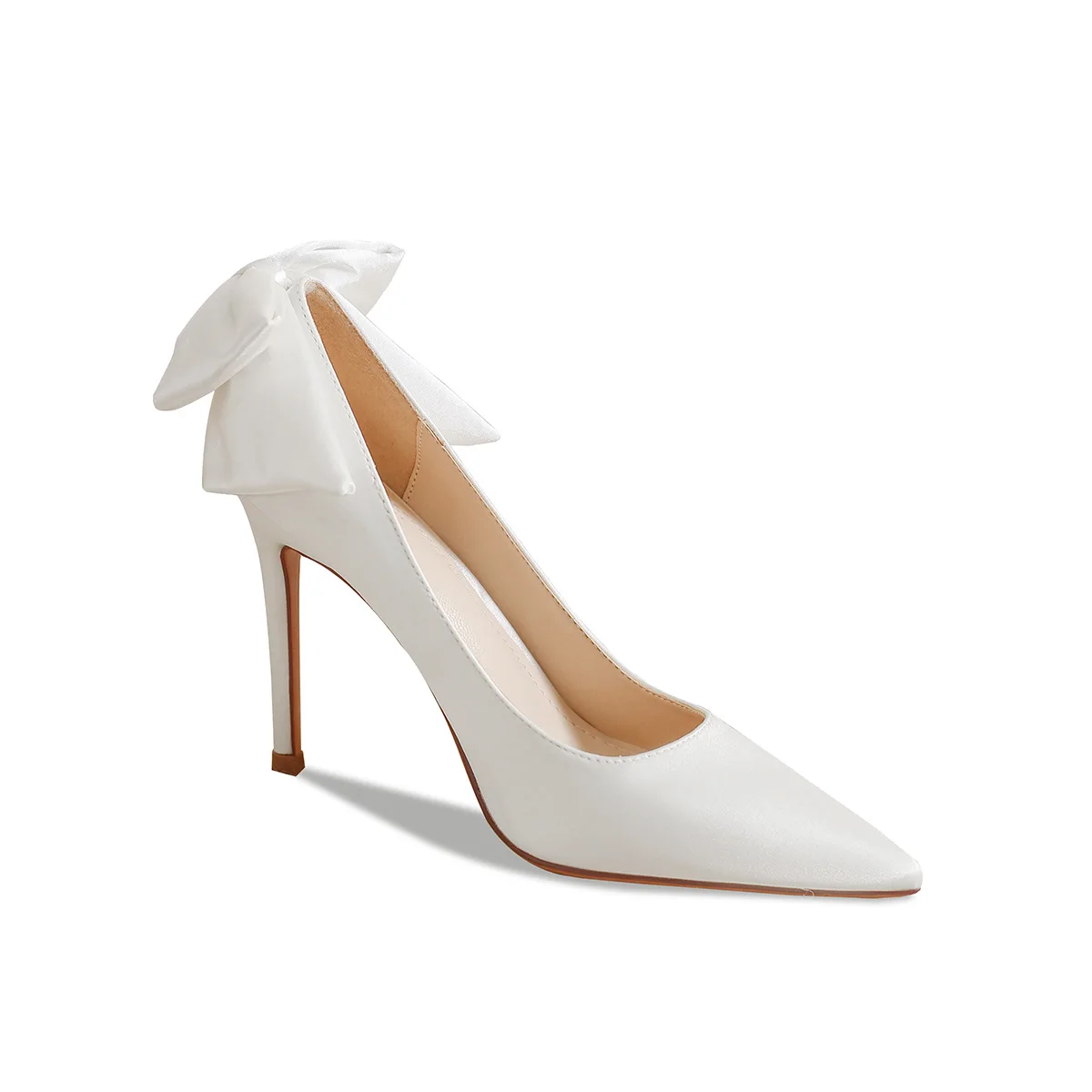 

Wedding Shoes Women's New White Pointed High Heels Bow Design Bridesmaid Shoes
