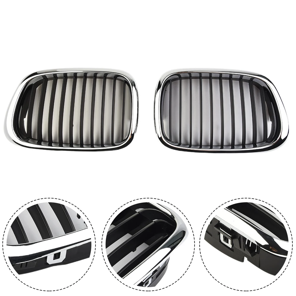 

Black Grilles Replacement Grill For BMW E39 1998-2003 For Sedan 525 530 535 540 M5 Chrome Silver outline Durable