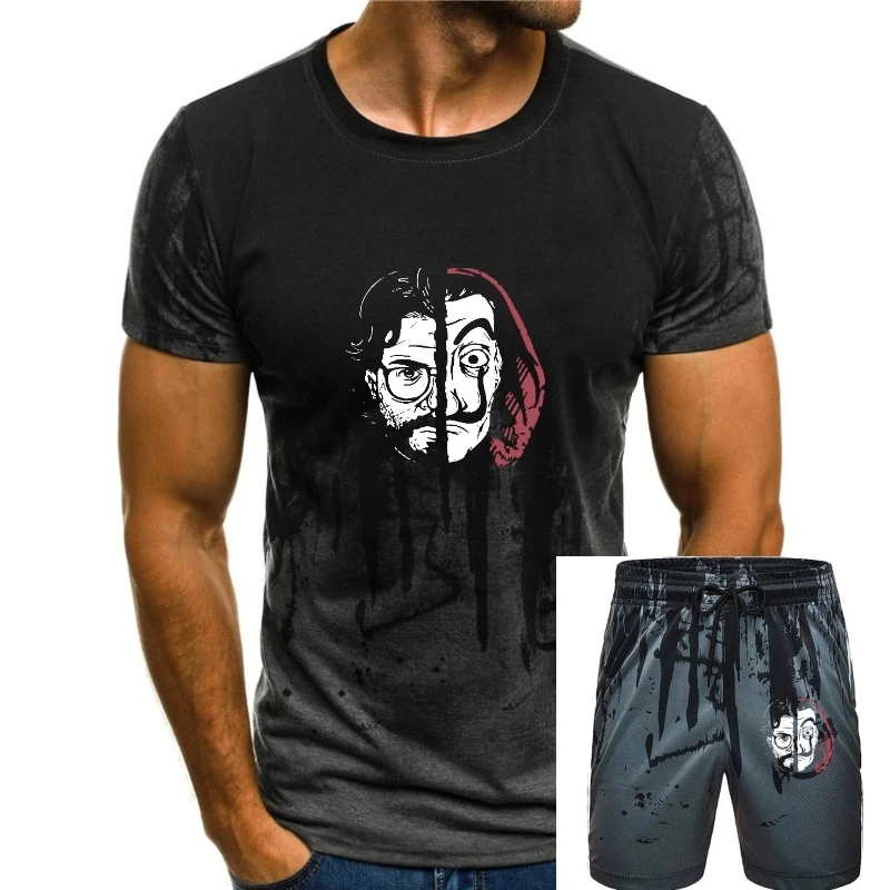 

La Casa De Papel Profesor T-Shirt Men's Money Heist Novelty Tee Shirt Crew Neck Cotton House of Paper Clothes Plus Size T Shirt