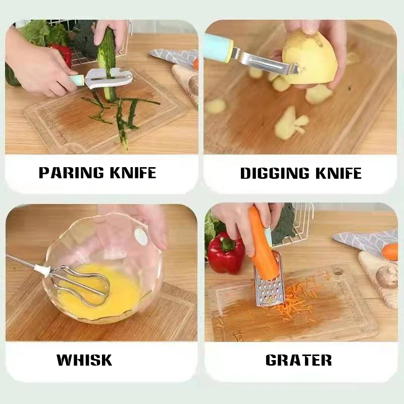 4pcs Kitchen Gadgets Multifunctional Set Egg Beater Peeler Grater Practical Accessories |