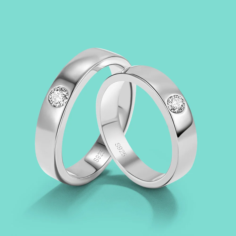 Модные парные кольца из стерлингового серебра 925 пробы для женщин и мужчин кольцо