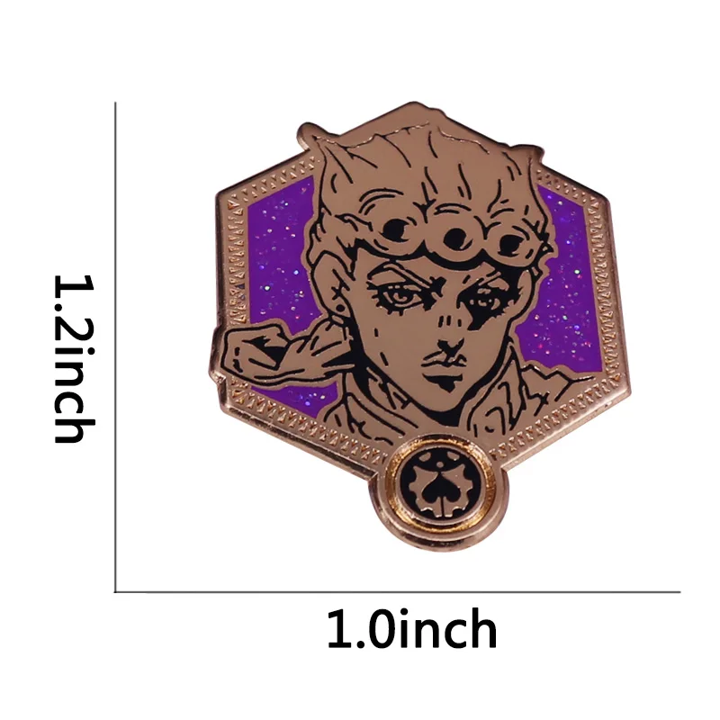 Anime JoJo's Bizarre Adventure GIOGIO Giorno Giovanna Cartoon Copper Enamel Clothes Hat Bag Lapel Badge Brooch Pin Accessories |