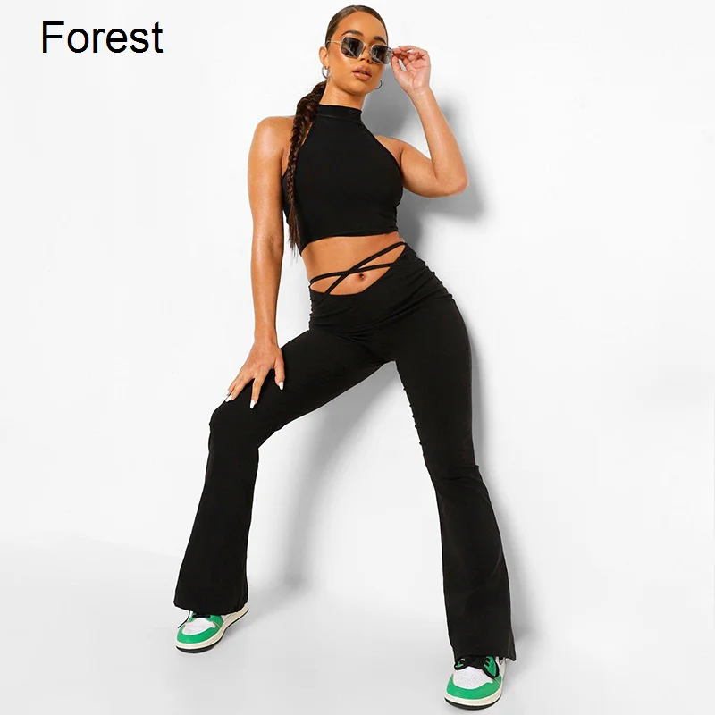 

Сексуальные брюки Y2k в стиле девушки, женские черные брюки на шнуровке с V-образным вырезом и низкой талией в стиле Харадзюку, лес