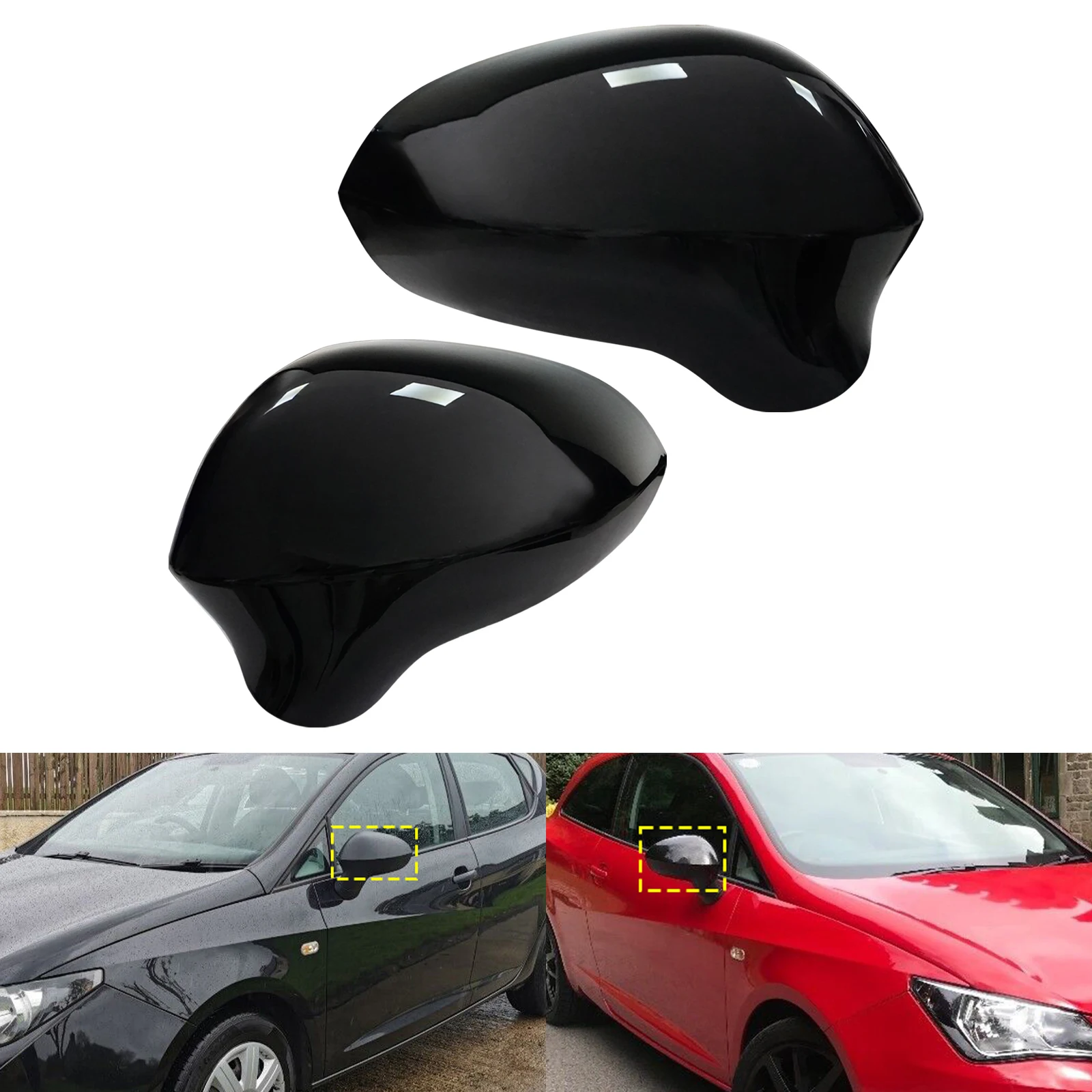 

Для Seat Ibiza 6J MK4 08-17 глянцевая черная крышка зеркала на дверь левая + правая