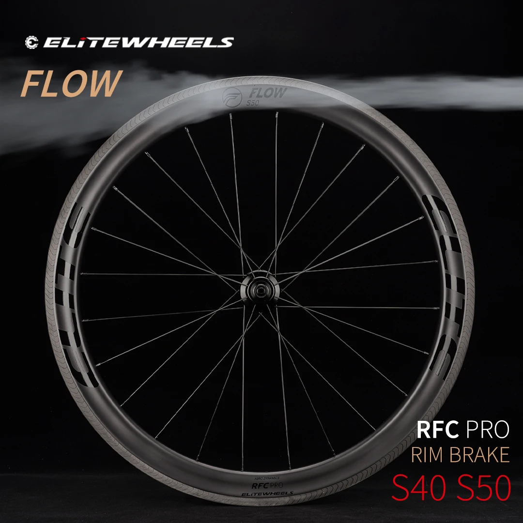 

ELITEWHEELS RFC PRO AERO Ceramic Bearing Road Bicycle Carbon Wheelset FLOW S40 S50 Tubeless Rims Pillar Wing20 Spoke UD+A1 Brake