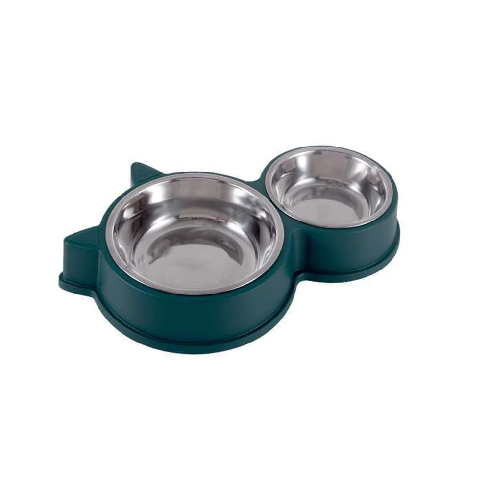 

Stainless Steel Pet Double Bowl Feeder Dog Cat Food Water Container