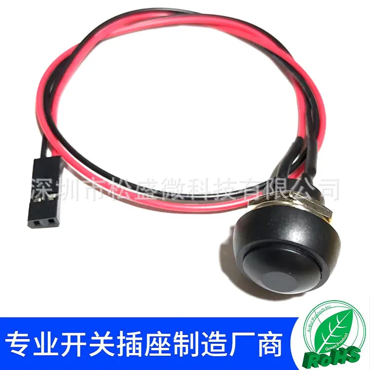 PBS-33B Круглый кнопочный переключатель с самовозвратом 2P кабельная вилка Dupont