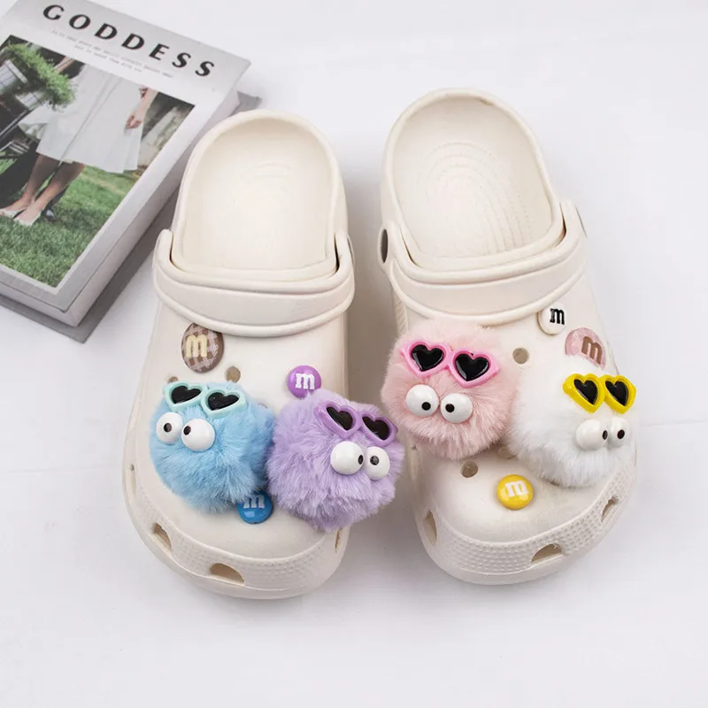 

Cool Fur Ball CROC Charms Designer DIY Biscuit Shoelace Buckle for Sneaker Charm for CROC JIBS Clogs Kids Boys Women Girls