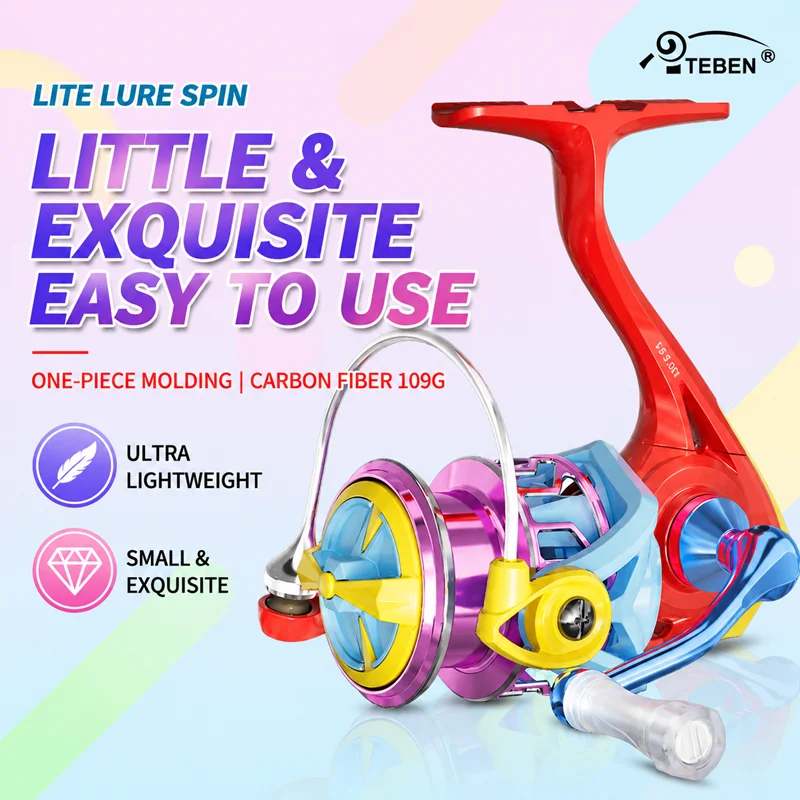 Фото Катушка для спиннинга TEBEN Lite Spin Lure, карбоновая, 109 г, ультралегкая, с нулевым зазором, интегрированная, для ловли микротрауэр, для кастинга. №1