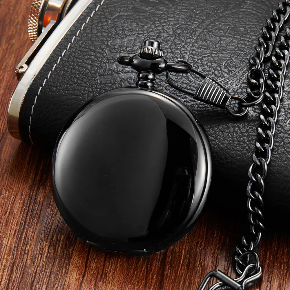 Vintage Smooth Double-sided Hand Wind Retro Mechanical Pocket Watch Necklace Engraved Romans Steampunk Fob Watch Men Clock