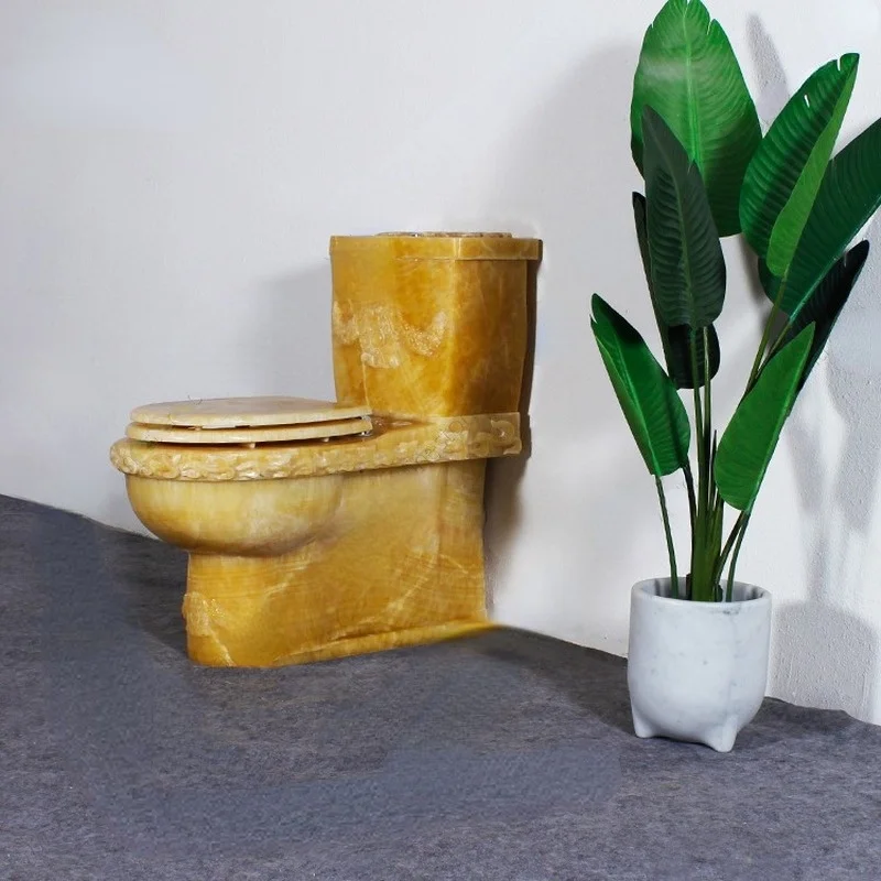 

Custom Design Genuine Honey Onyx Marble Stone Floor Standing Closestool Toilet