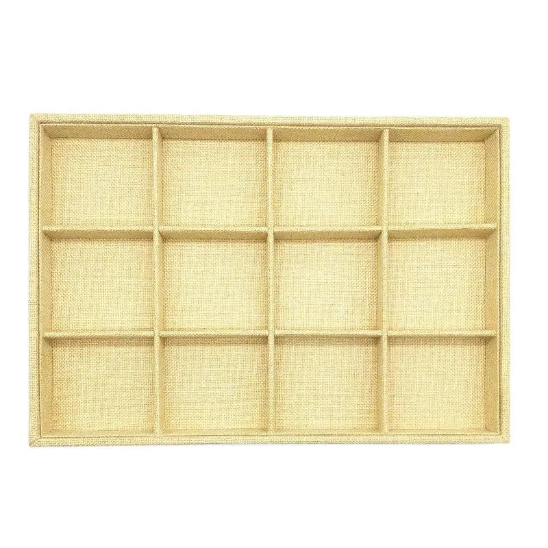 Quality Linen Jewelry Display Tray Necklace Holder Pendant Storage Box Ring Earring Case Bracelet Organizer Bangle Showcase