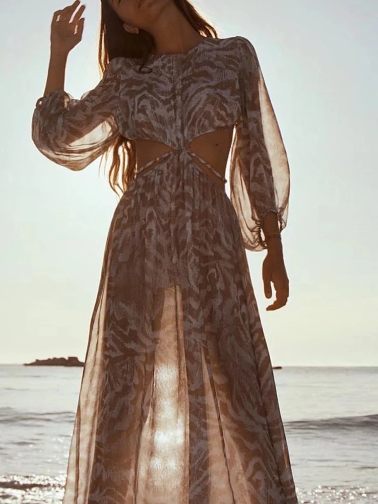 

Длинное платье с принтом KBAT 2022, женское плиссированное платье макси, женские летние пляжные платья с открытой спиной, женские платья с пышны...