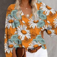 jocoo jolee vintage floral print lantern sleeve v neck women shirts casual loose female summer tops new blouse vacation outfits