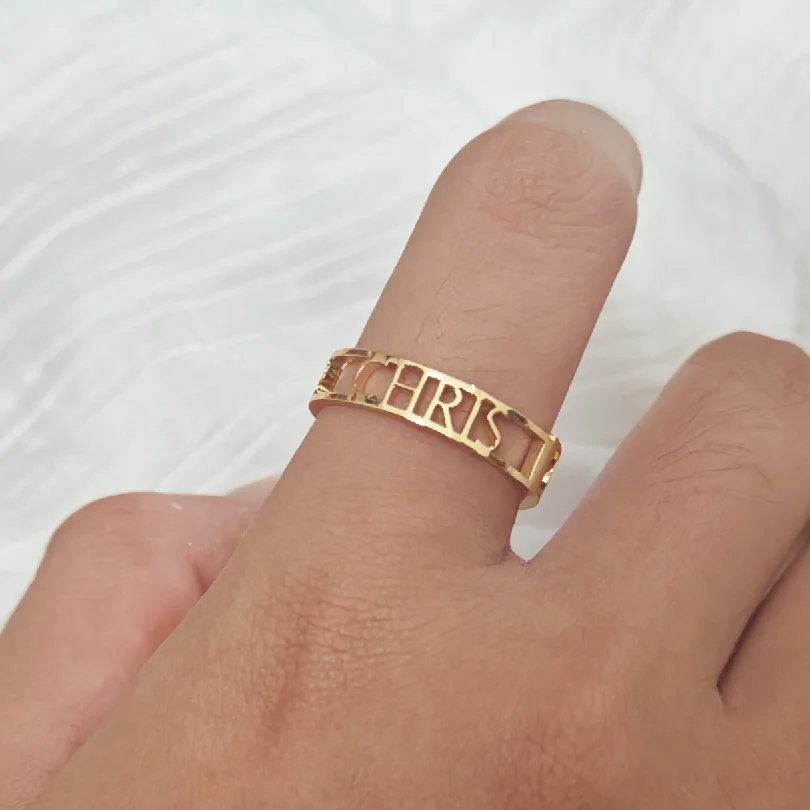 Персонализированное кольцо с двумя именами регулируемое для пары из нержавеющей