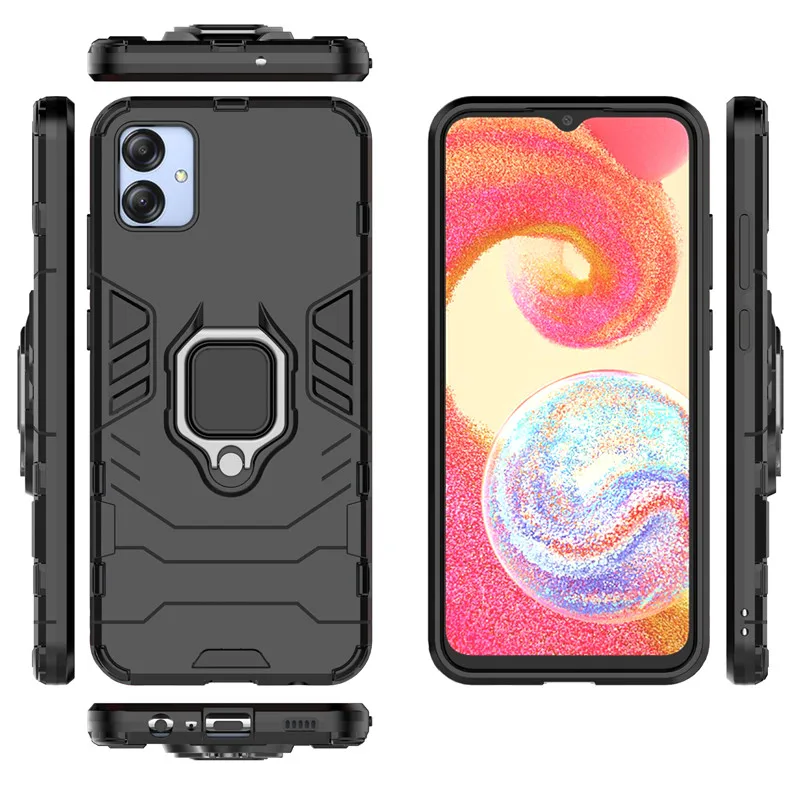 For Samsung Galaxy A04E Case 6.5 inch Hard Armor Finger Ring Protective Bumper Galaxy A03 A04s A04 A04E Case Samsung A04E Cover