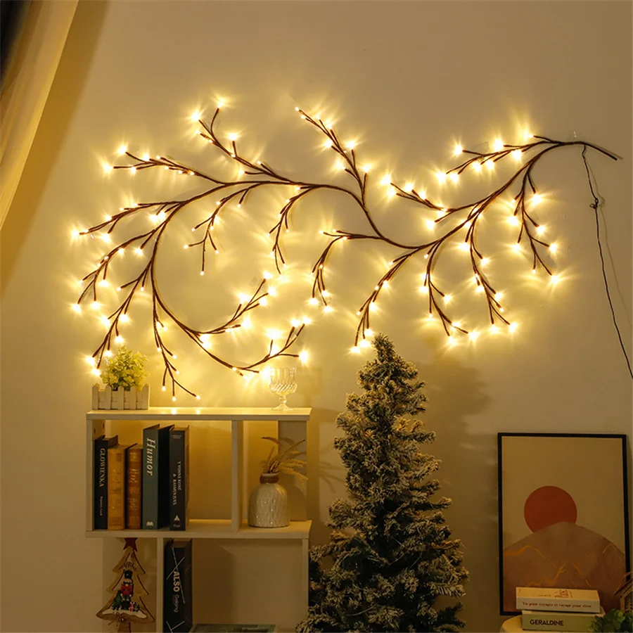 EU/US Plug 144LED Willow Vine String Lights Waterproof Garland Fairy Lights for Home Christmas Party Wedding New Year Decoration
