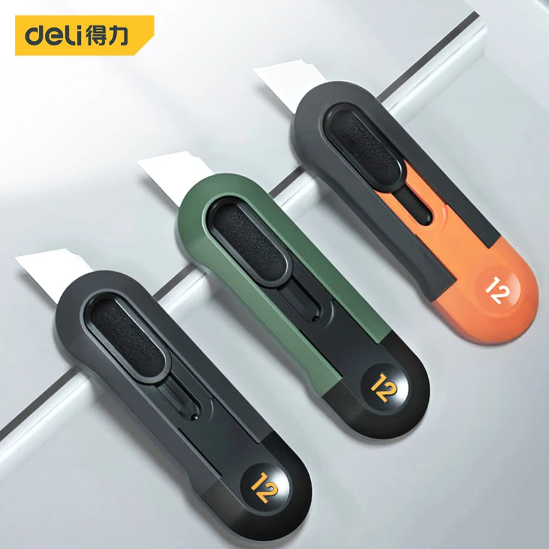 

Deli Mini Knife Pocket Stationery нож Front Self-Locking Protable Couteau Box Cutter Auto-Retract Upgraded Office Supplies