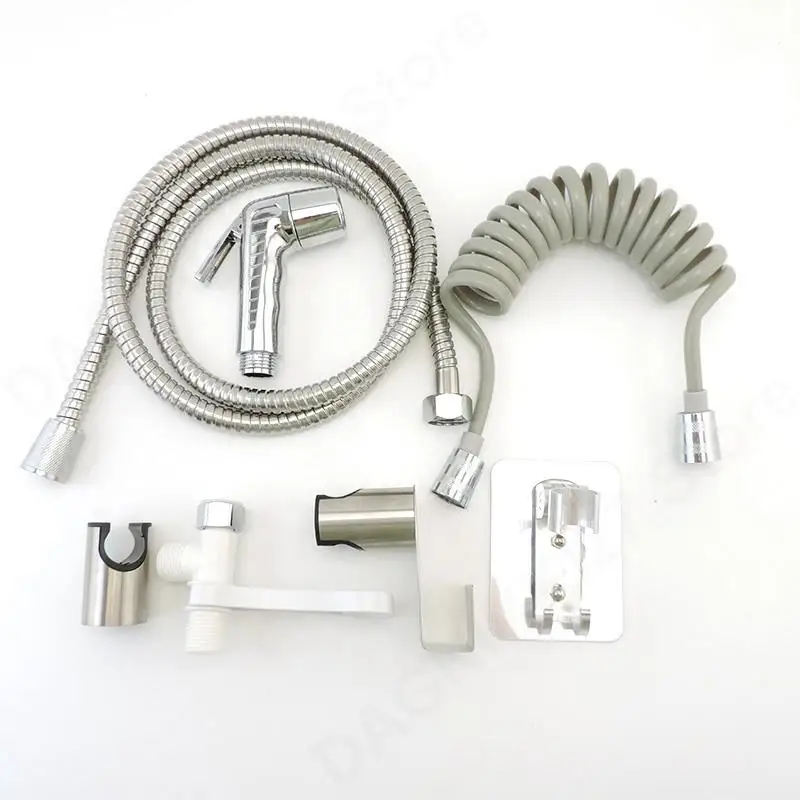 

Ручной портативный распылитель для унитаза, биде, держатель пистолета, ручной смеситель для биде из нержавеющей стали, рукоятка, самоочищаю...