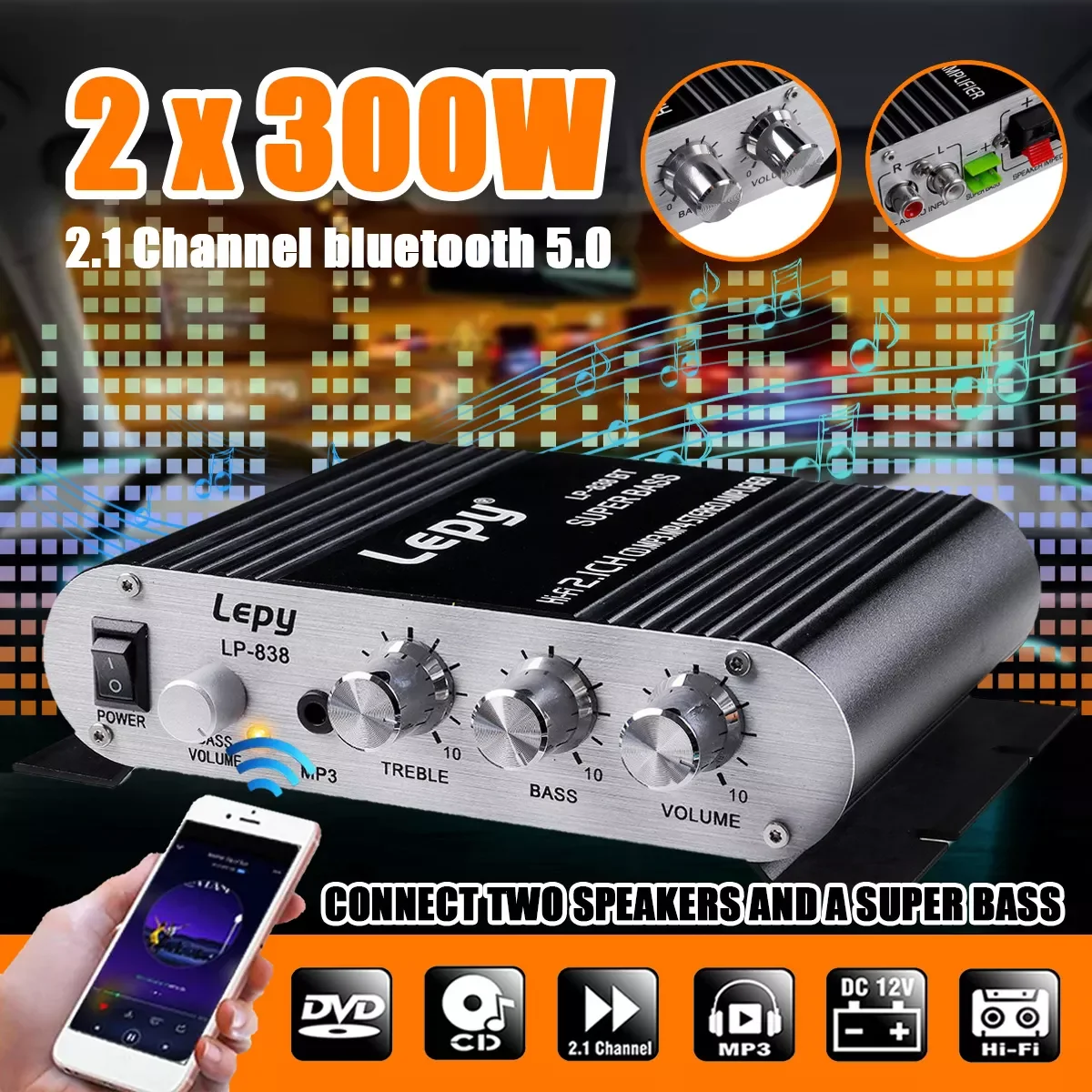 

New DC12V HiFi Power Amplifier Car Stereo Music Receiver FM Radio MP3 Brand New And FM Radio Mic Car Home 2021
