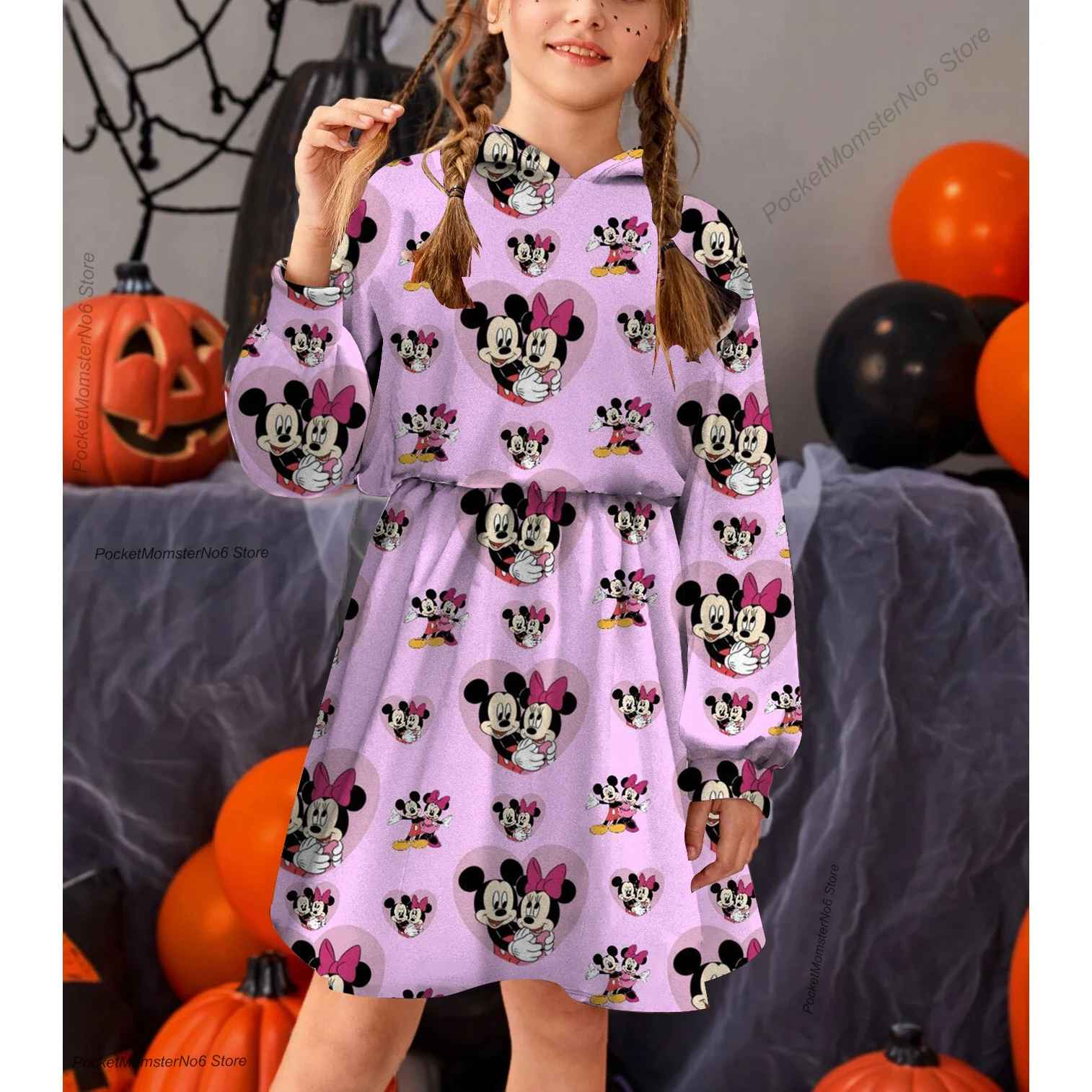 

Весенне-осеннее платье с 3D принтом Диснея Минни Новинка летняя Толстовка с длинным рукавом юбка детская одежда платье повседневное мультяш...