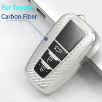 tpu carbon grain 3 button car key case cover bag for toyota camry corolla c hr chr rav4 prado prius accessories keychain