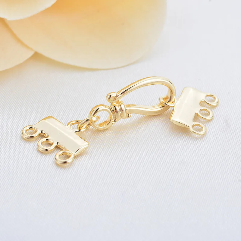 

20PCSCopper plated real gold three-row connector kit Three-row connector pendant Accessories For DIY Valentine's Day Bridal Earr