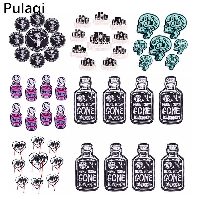 

10 шт., вышитые нашивки Pulaqi в стиле панк с черепом