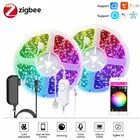 Умная Светодиодная лента Zigbee, набор RGB полосок с беспроводным дистанционным управлением, поддержка tuya Hu * e, умные вещи Zigbee2mqtt, Echo, Google Home, 12 В постоянного тока