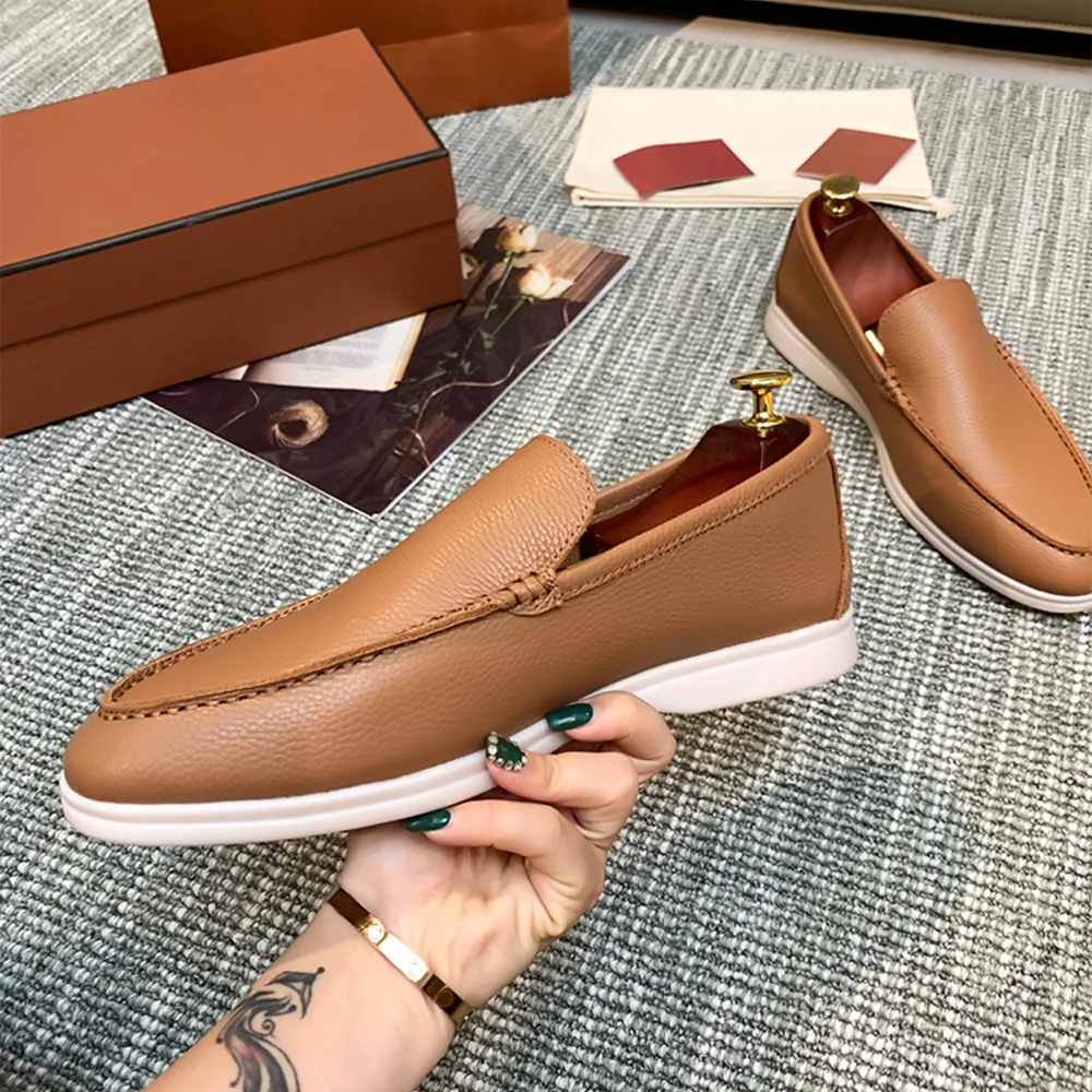 Women's casual shoes, men's real leather shoes, 2023 summer fashion and leisure luxury brand designer, leather women's casual sh