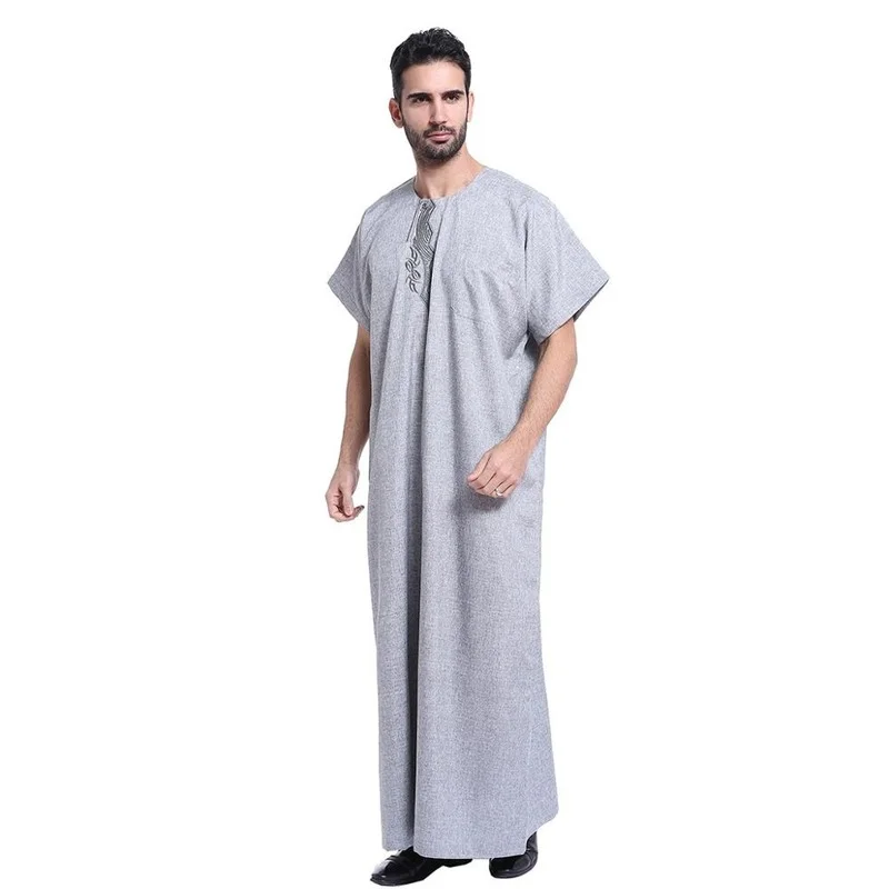 Muslim Abaya for Men Jubba Thobe Middle East Long Robes Kaftan Arab Dubai Adult  Islamic Clothing