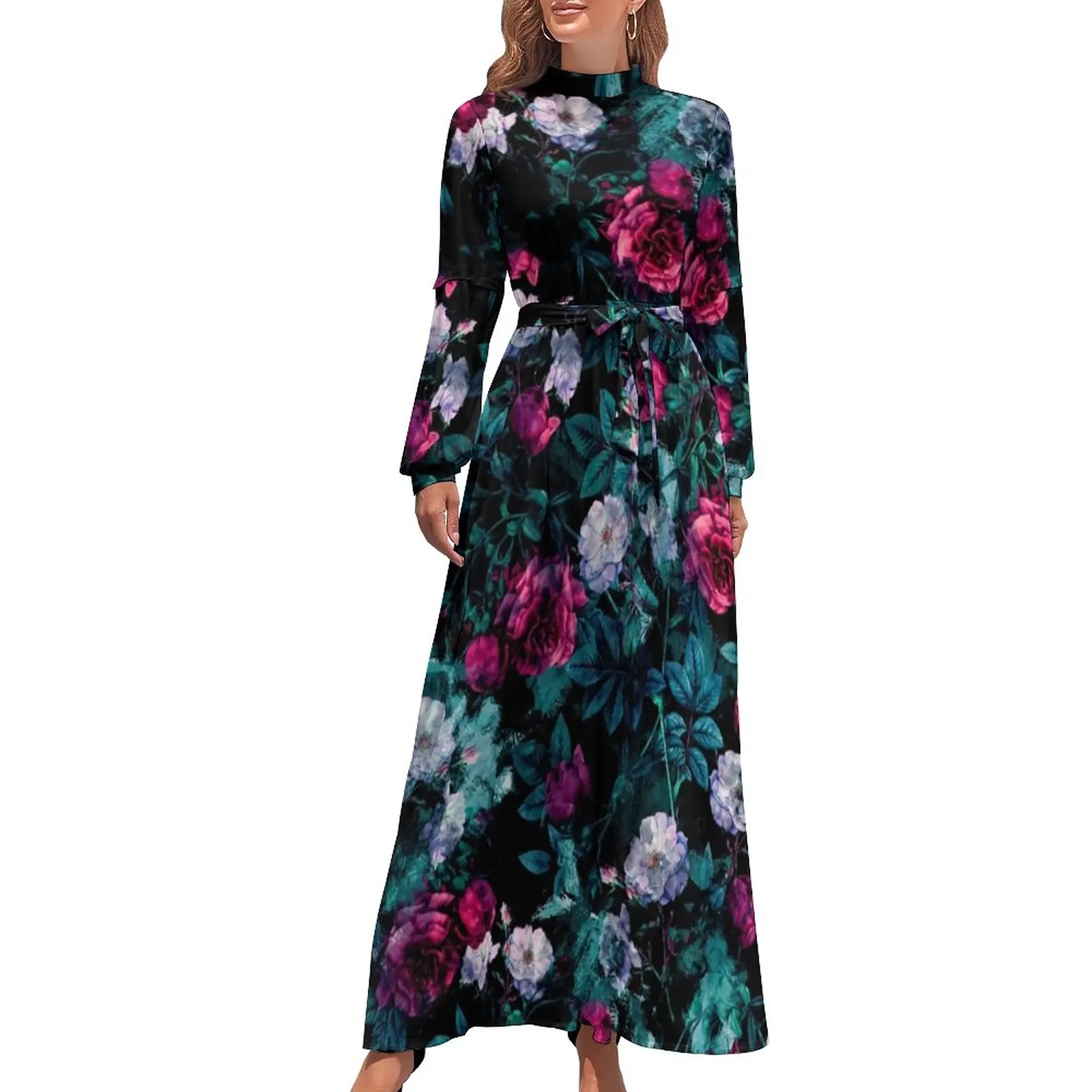 

Платье-макси с цветочным принтом и высокой талией, в стиле бохо